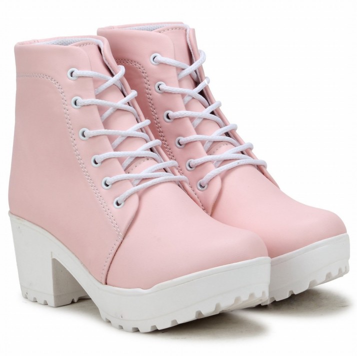 pink and white boots