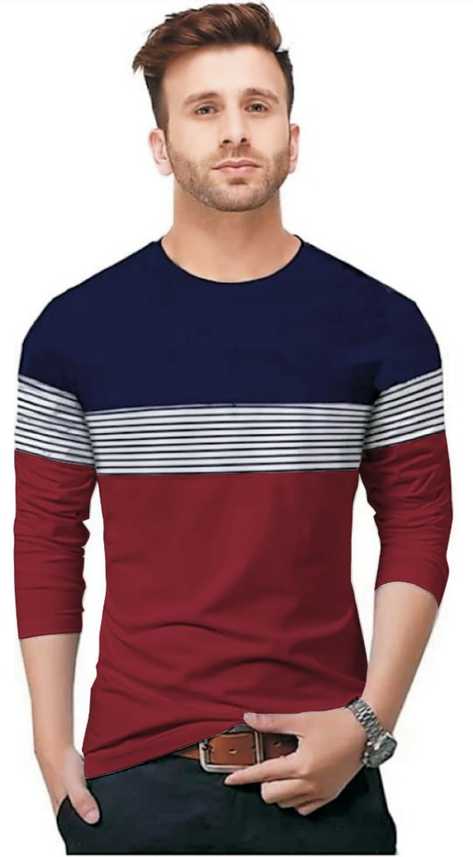 Fastcolors Solid Men Round Neck Maroon Dark Blue T Shirt