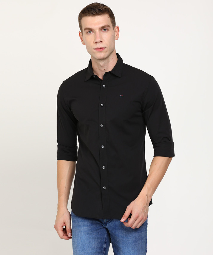 TOMMY HILFIGER Men Solid Casual Black