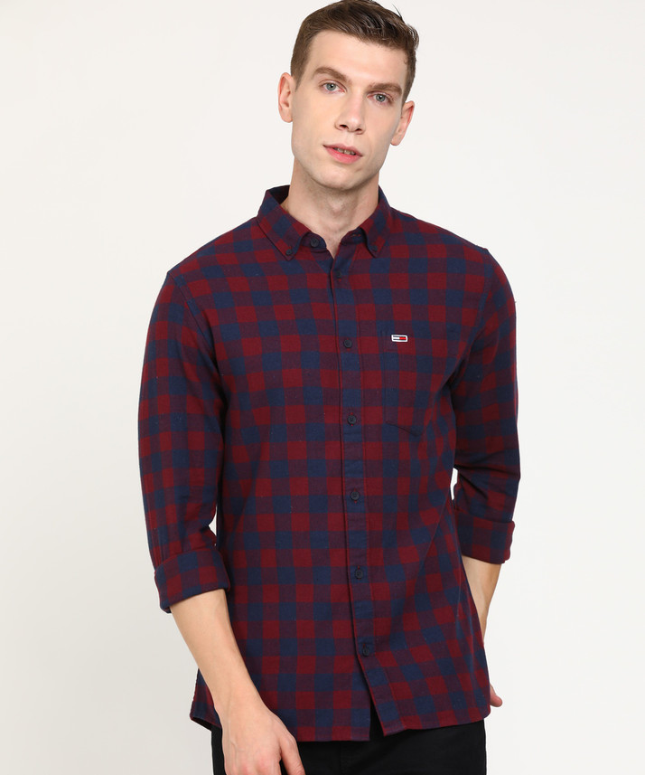 tommy hilfiger blue check shirt