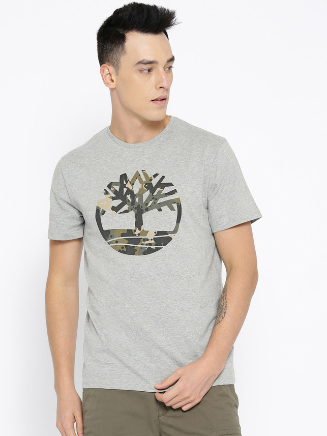 TIMBERLAND Printed Men Round Neck Grey 