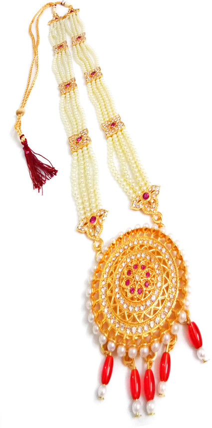SMARNN Rani Haar Pearl Set Ruby, Cubic 