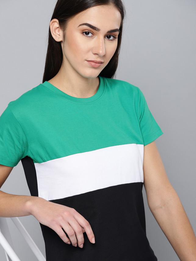 Round Neck Green, White, Black T-Shirt 