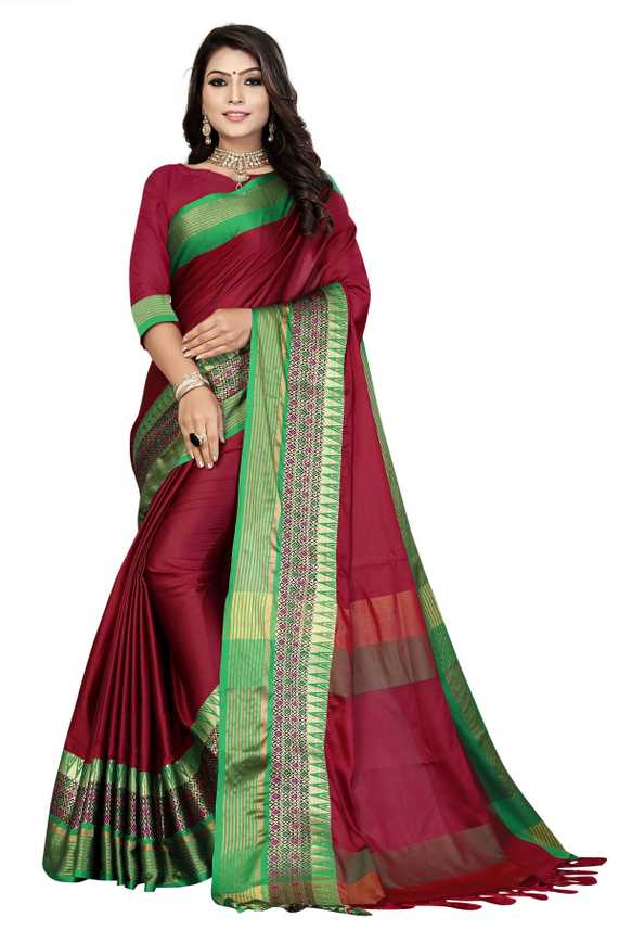 Buy Owee Printed Fashion Jacquard Maroon Sarees Online Best Price In India Flipkart Com