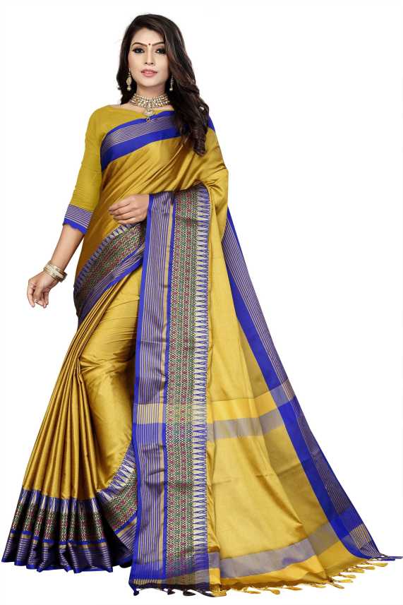 Buy Owee Printed Fashion Jacquard Yellow Sarees Online Best Price In India Flipkart Com