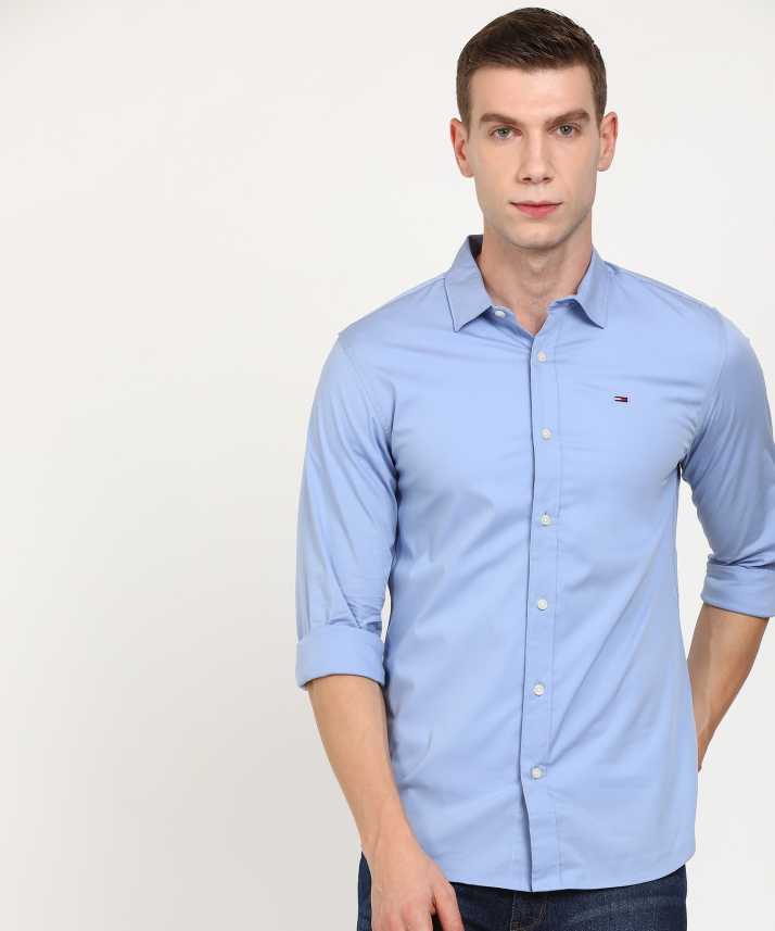 HILFIGER Men Solid Casual Blue Shirt - Buy TOMMY HILFIGER Men Solid Casual Blue Shirt Online Best Prices in India | Flipkart.com