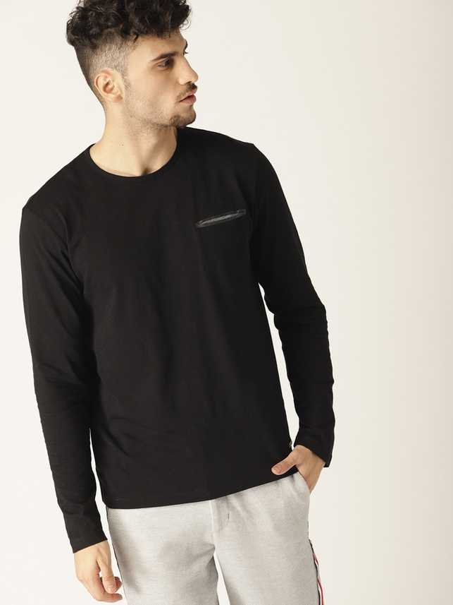 Esprit Solid Men Round Neck Black T Shirt