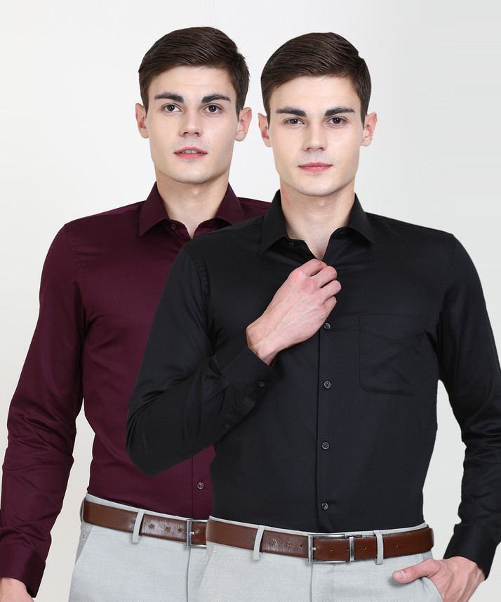 PETER ENGLAND Men Solid Formal Maroon 
