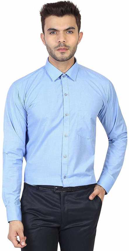 Men Solid Formal Light Blue Shirt 
