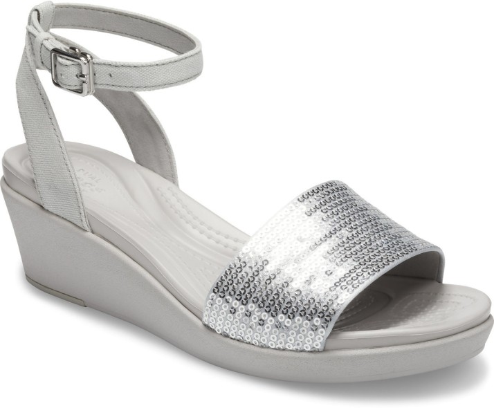 crocs silver sandals