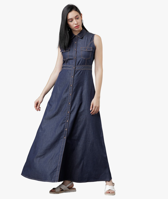 Tokyo Talkies Women Maxi Blue Dress 