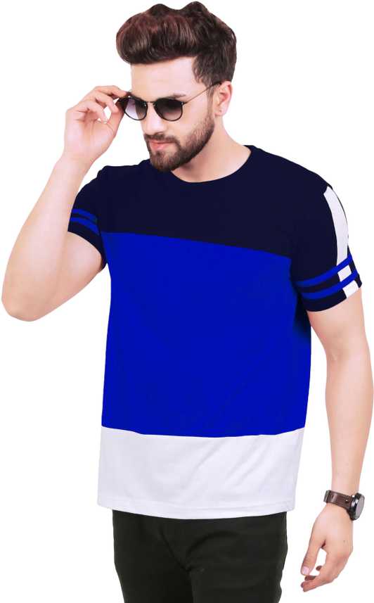 Bro Easy Color Block Men Round Neck Dark Blue T Shirt Buy Bro