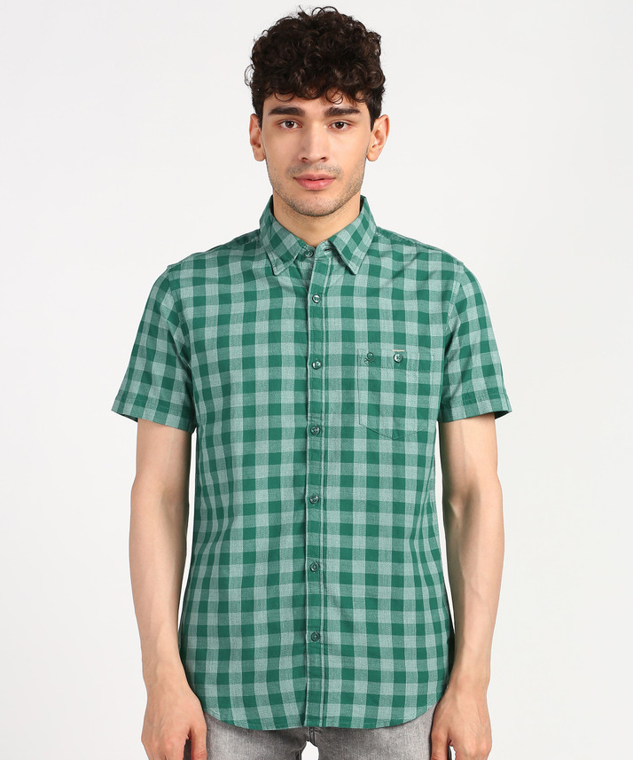 united colors of benetton men's checkered casual shirt