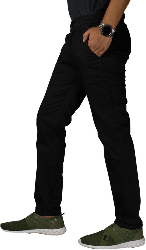 0-DEGREE Slim Fit Men Black Trousers 