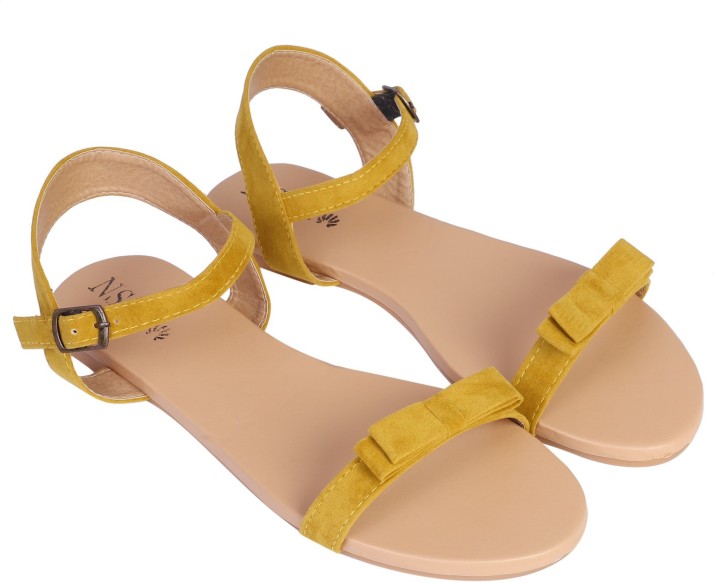 womens flat yellow sandals