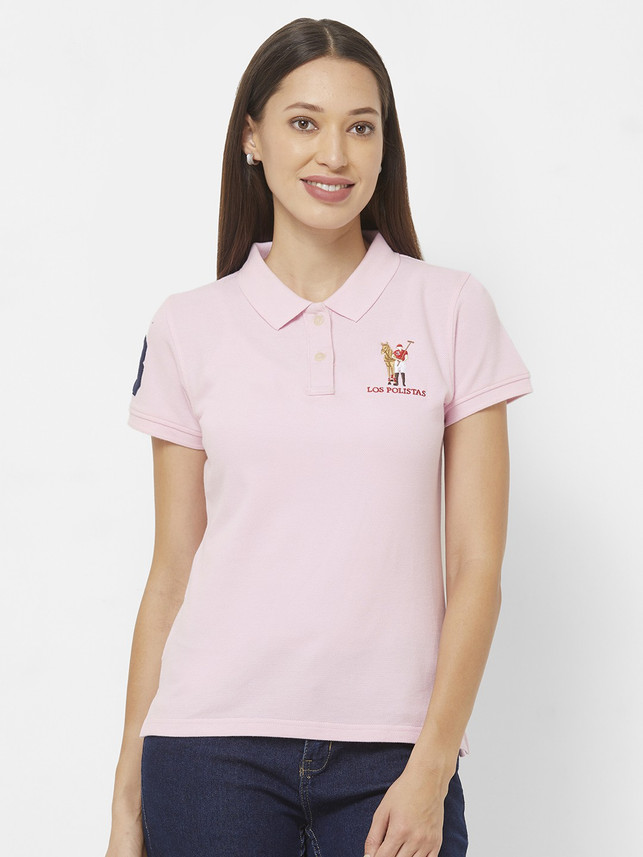 pink polo t shirt women's