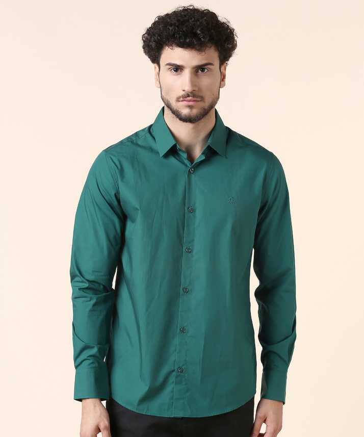 United Colors Of Benetton Men Solid Casual Dark Green Shirt Buy