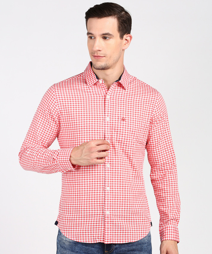 United colors of benetton check shirt clearance