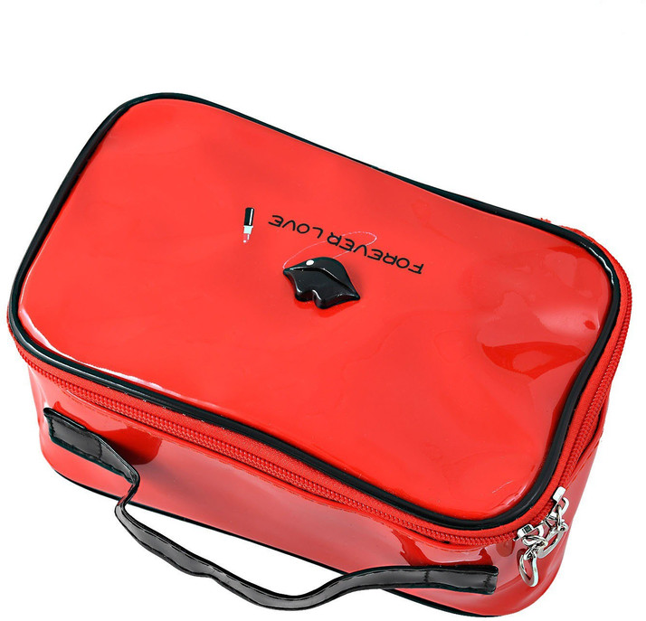 red makeup pouch