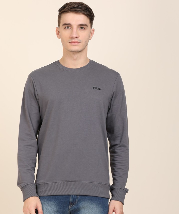 fila full sleeve solid men's sweatshirt