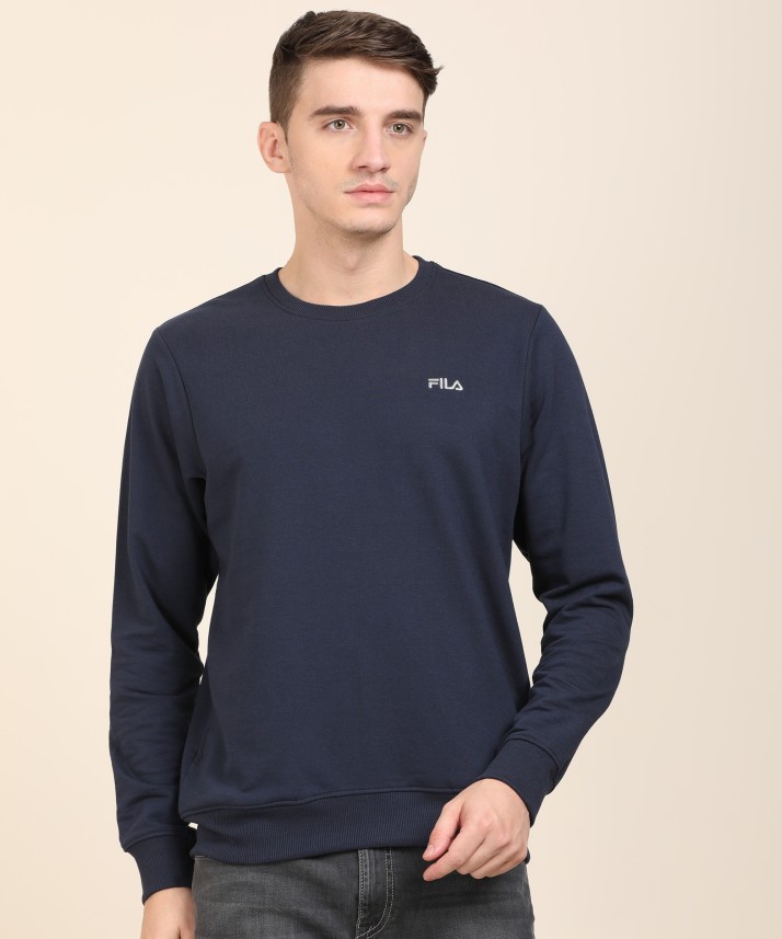 fila full sleeve solid men's sweatshirt