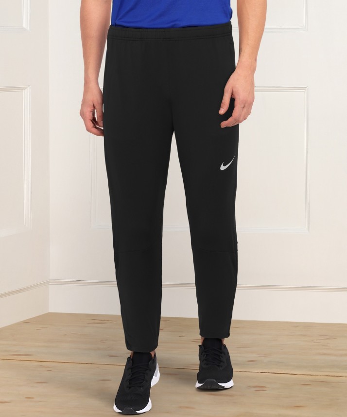 nike solid men black track pants