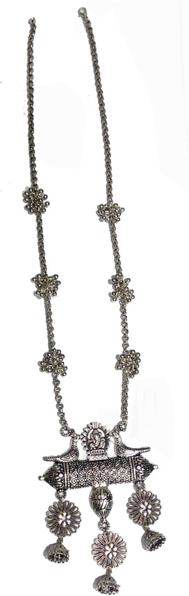 Silver Oxidised Long Necklace 