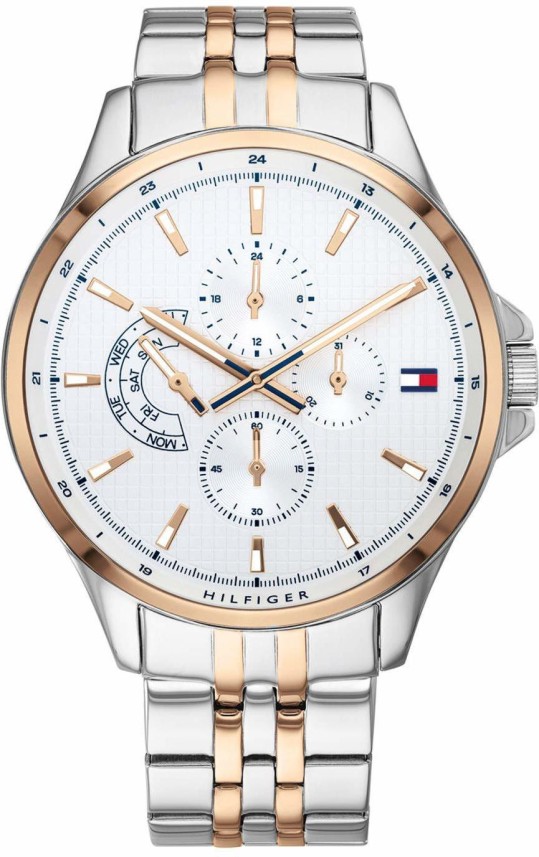 tommy hilfiger analog white dial men's watch