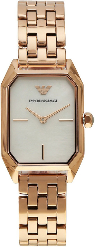 white and rose gold armani watch