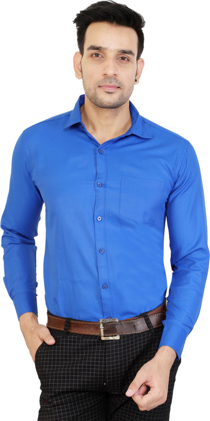 BEST BRAND Men Solid Formal Blue Shirt 