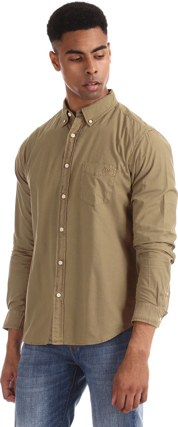 AEROPOSTALE Men Solid Casual Brown 