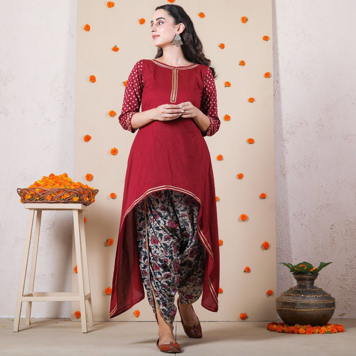RUSTORANGE Women Kurta and Dhoti Pant 