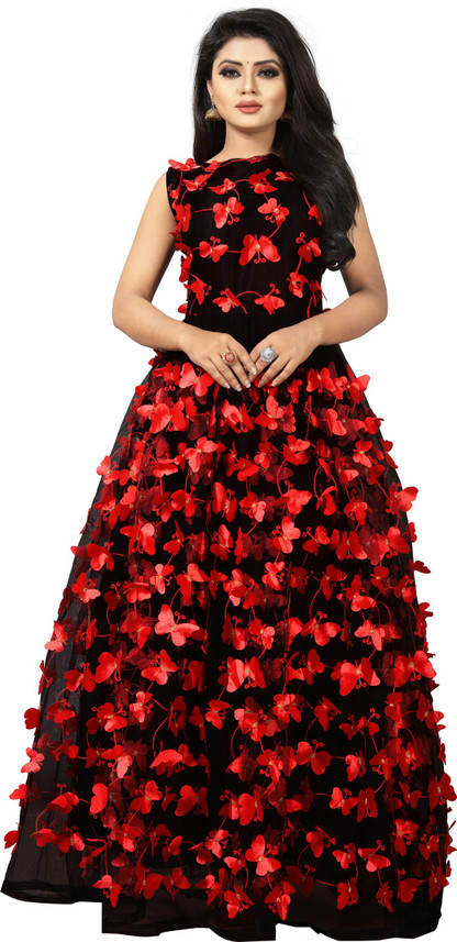 red gown on flipkart