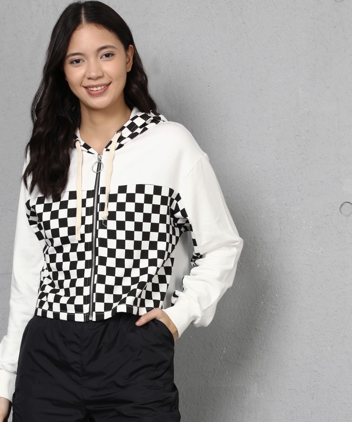 checkered sleeve sweatshirt