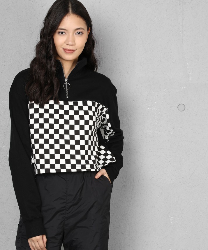 checkered sleeve sweatshirt