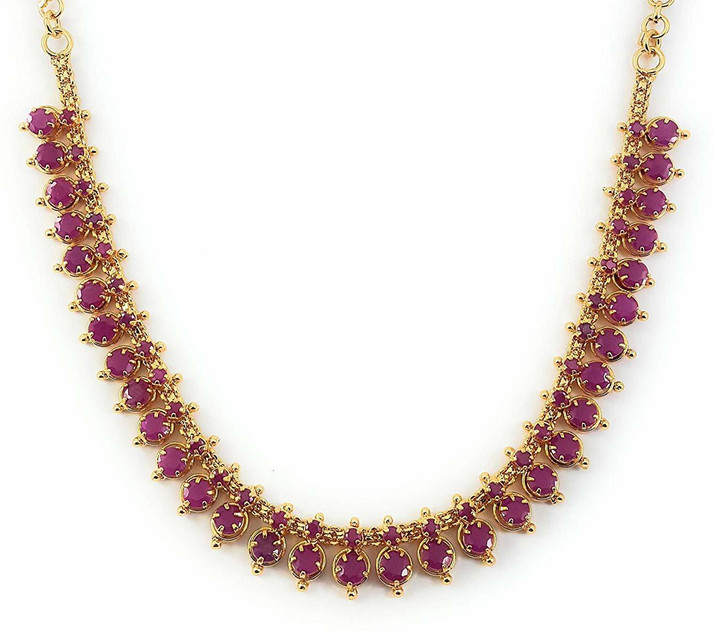 AFJ SHORT NECKLACE Ruby Gold-plated 