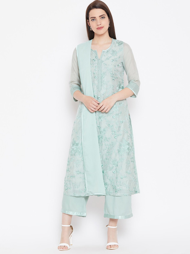 BIBA Woven Kurta, Palazzo \u0026 Dupatta Set 
