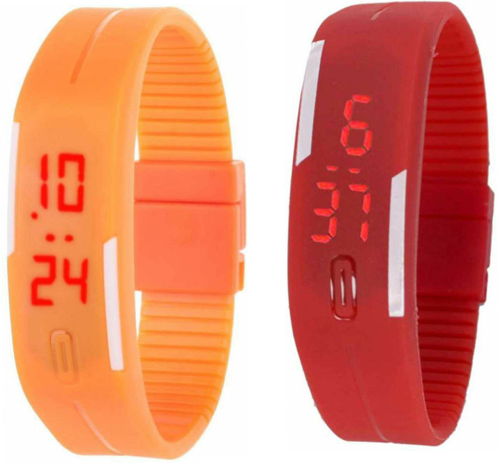 red digital watch