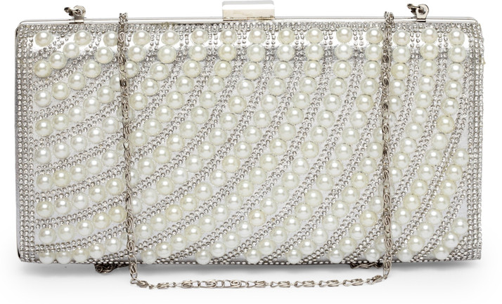 silver party clutch