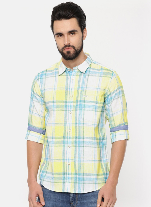 yellow checkered jeans