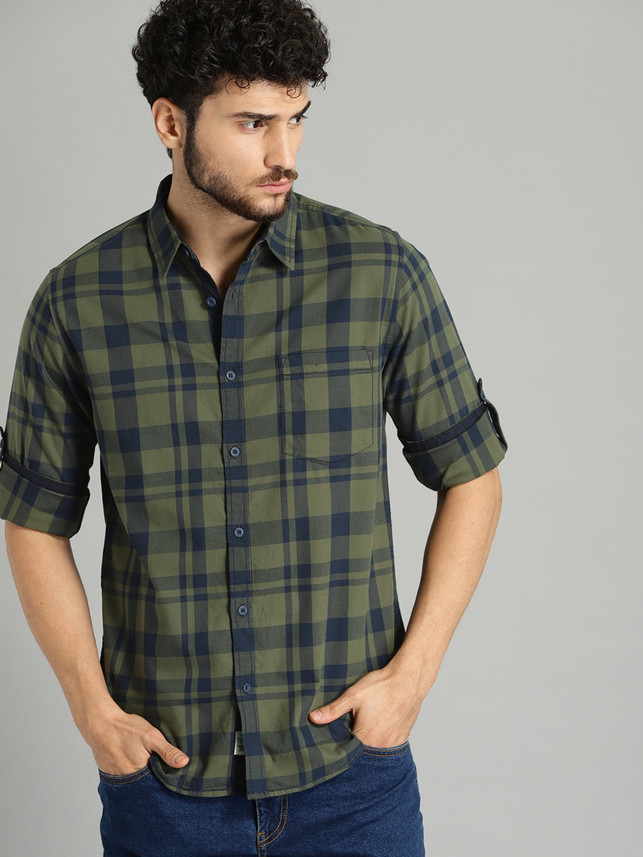 Roadster Men Checkered Casual Dark 