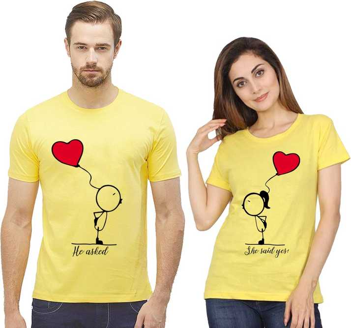 Couple Trends Printed Couple Round Neck Yellow T Shirt Buy Couple Trends Printed Couple Round Neck Yellow T Shirt Online At Best Prices In India Flipkart Com