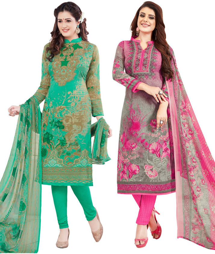 Salwar Studio Synthetic Printed, Self 
