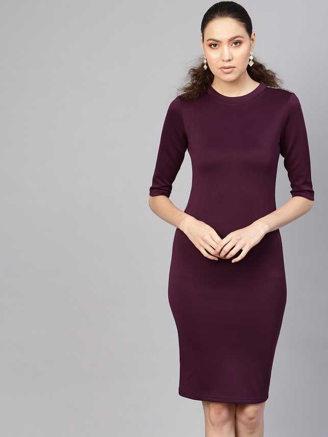 SASSAFRAS Women Bodycon Purple Dress 