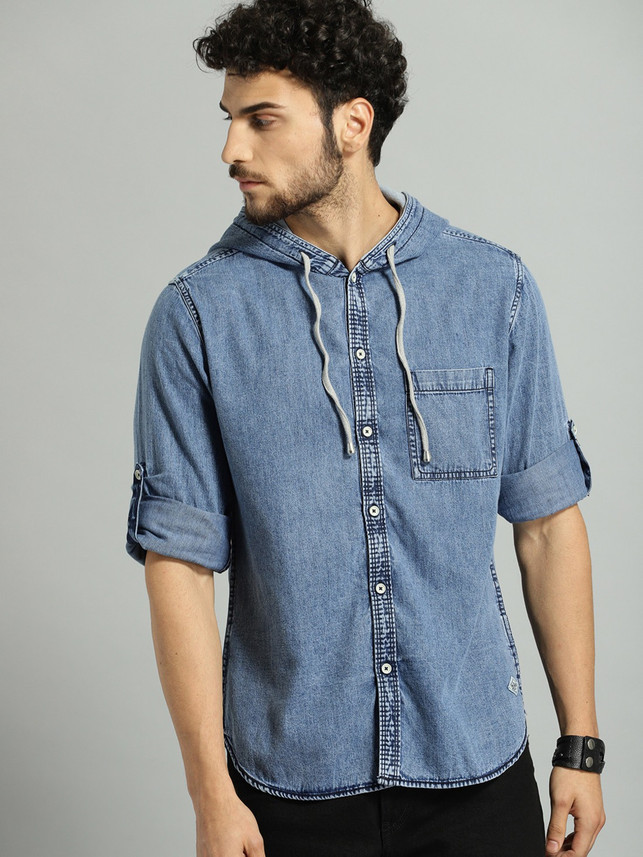 Roadster Men Washed Casual Blue Shirt 