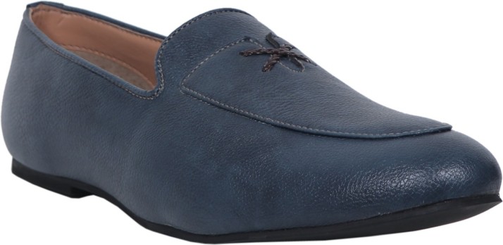 Navy Blue Moccasins Shoes Slip 