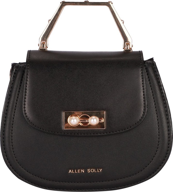 allen solly black solid handheld bag