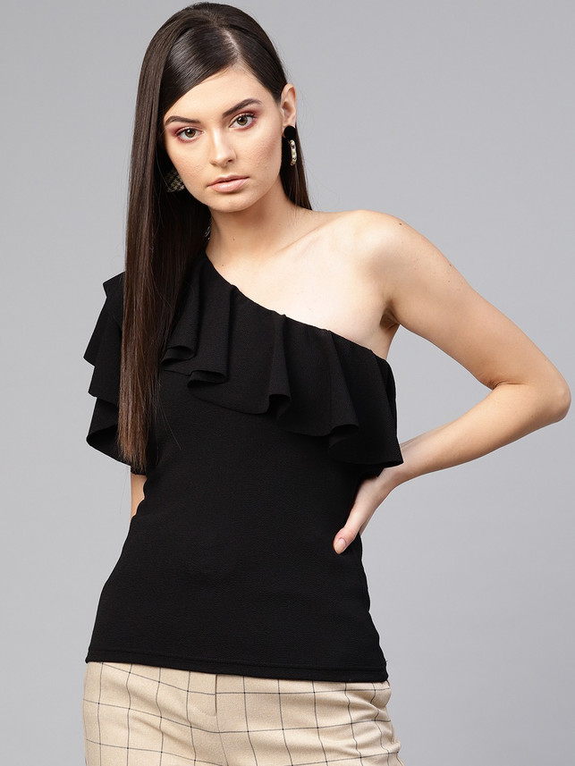 black flared arm top