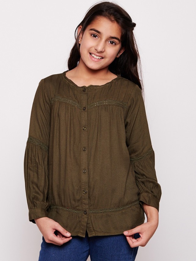 girls solid brown shirt