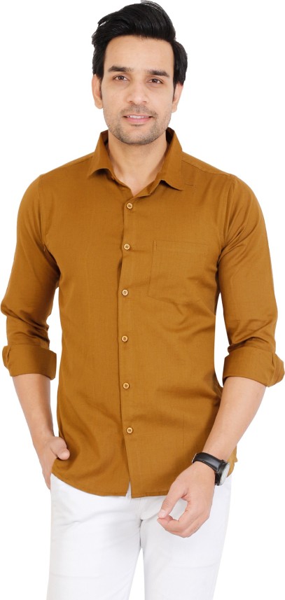 The youth style Men Solid Casual Brown 